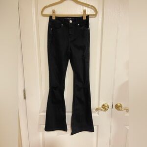 Indigo Rein black flare distressed jeans​​​